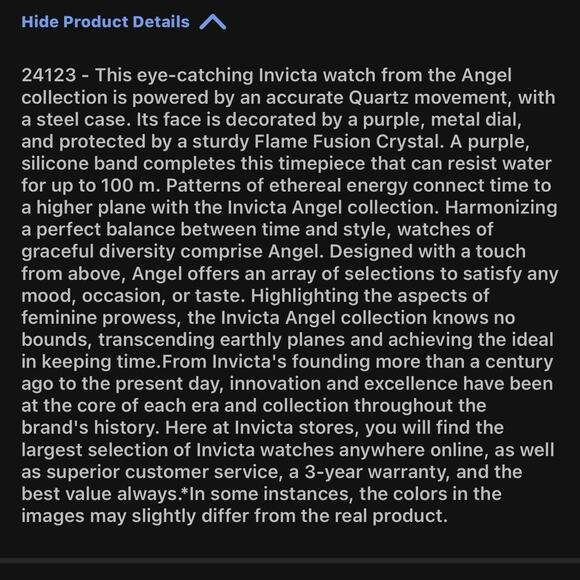 NEW - Invicta Angel Halo Women's Watch - 38mm, Purple (24123) NEW- IN BOX*1 LEFT - Picture 13 of 13